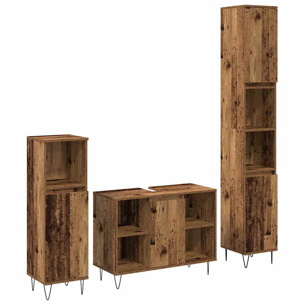 Bathroom Furniture Set 3 pcs Old Wood 30 x 30 x 180 cm