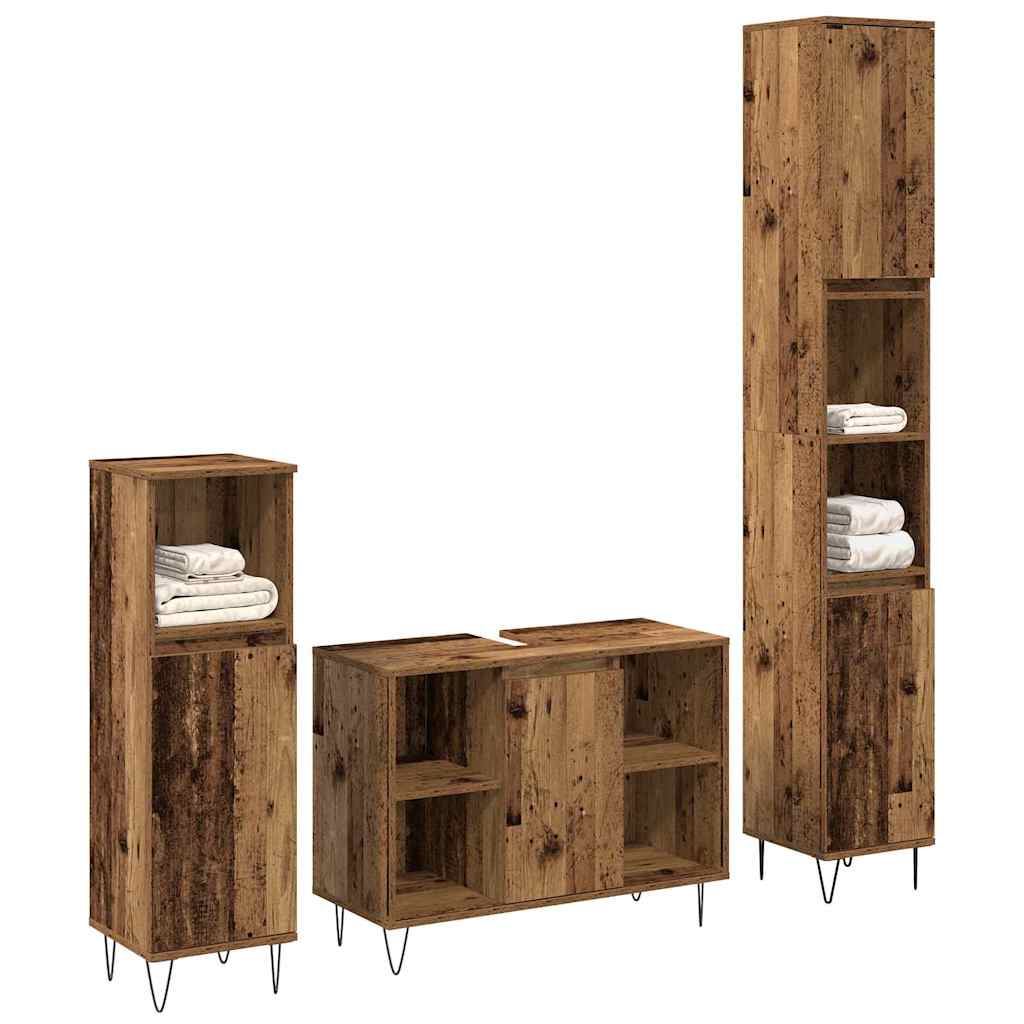 Bathroom Furniture Set 3 pcs Old Wood 30 x 30 x 180 cm