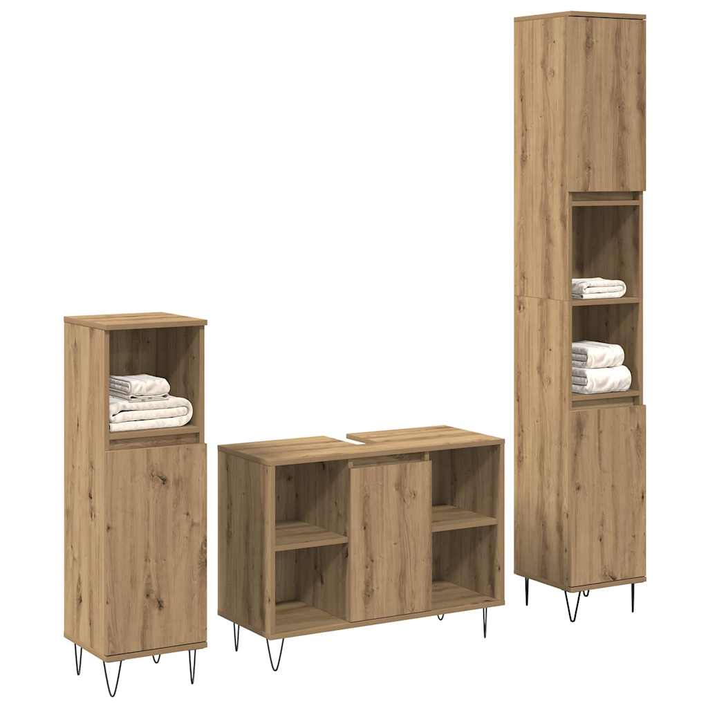 Bathroom Furniture Set 3 pcs Artisan Oak 30 x 30 x 180 cm