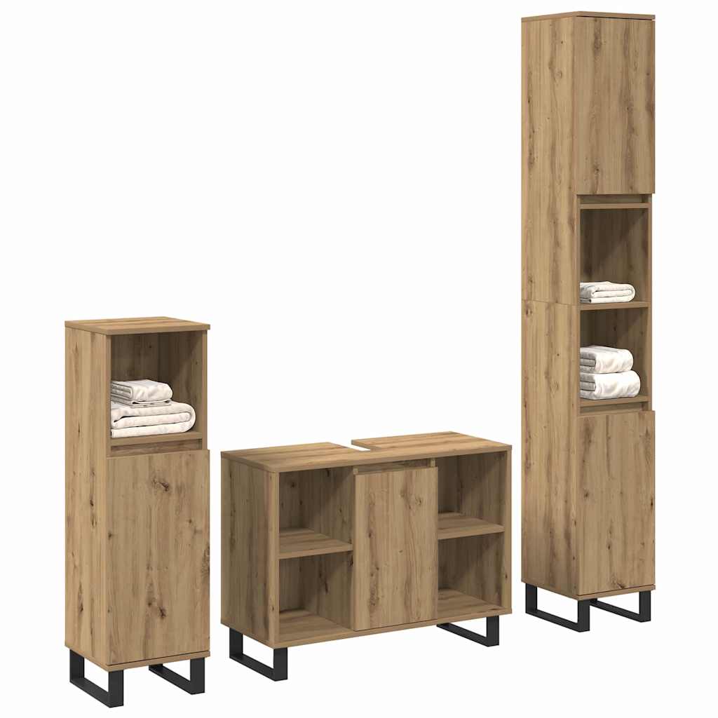 Bathroom Furniture Set with Door 3 pcs Brown 30 x 30 x 180 cm