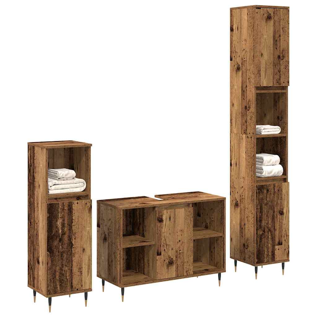 Bathroom Furniture Set Other 3 pcs Old Wood 30 x 30 x 180 cm