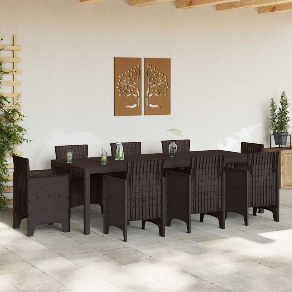 Garden Table Brown 250 x 100 x 73 cm Poly Rattan