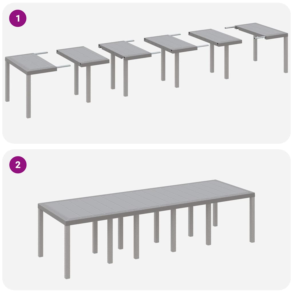 Garden Table Light grey 300 x 100 x 73 cm Poly Rattan