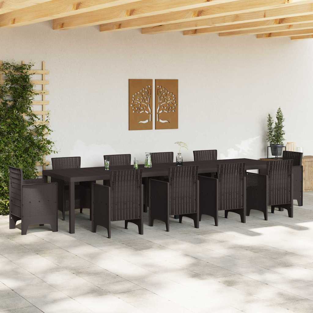 Garden Table Brown 350 x 100 x 73 cm Poly Rattan