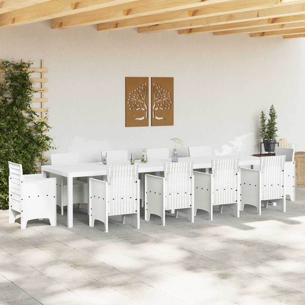 Garden Table White 350 x 100 x 73 cm Poly Rattan