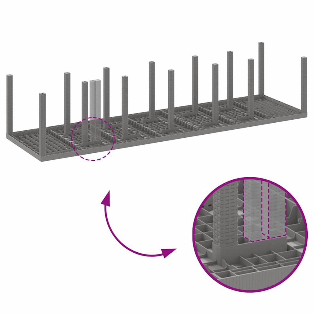 Garden Table Light Grey 350 x 100 x 73 cm Poly Rattan