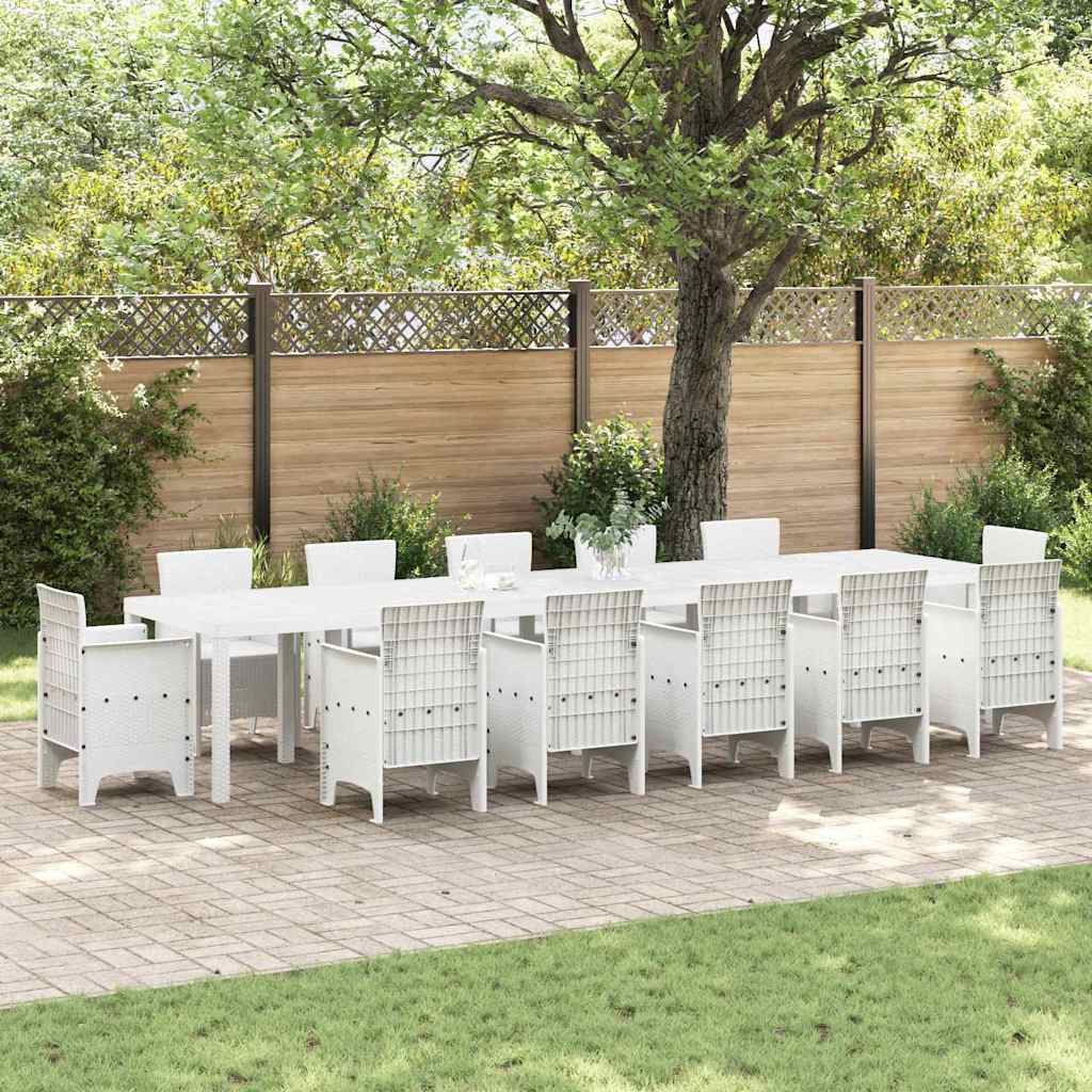 Garden Table White 400 x 100 x 73 cm Poly Rattan
