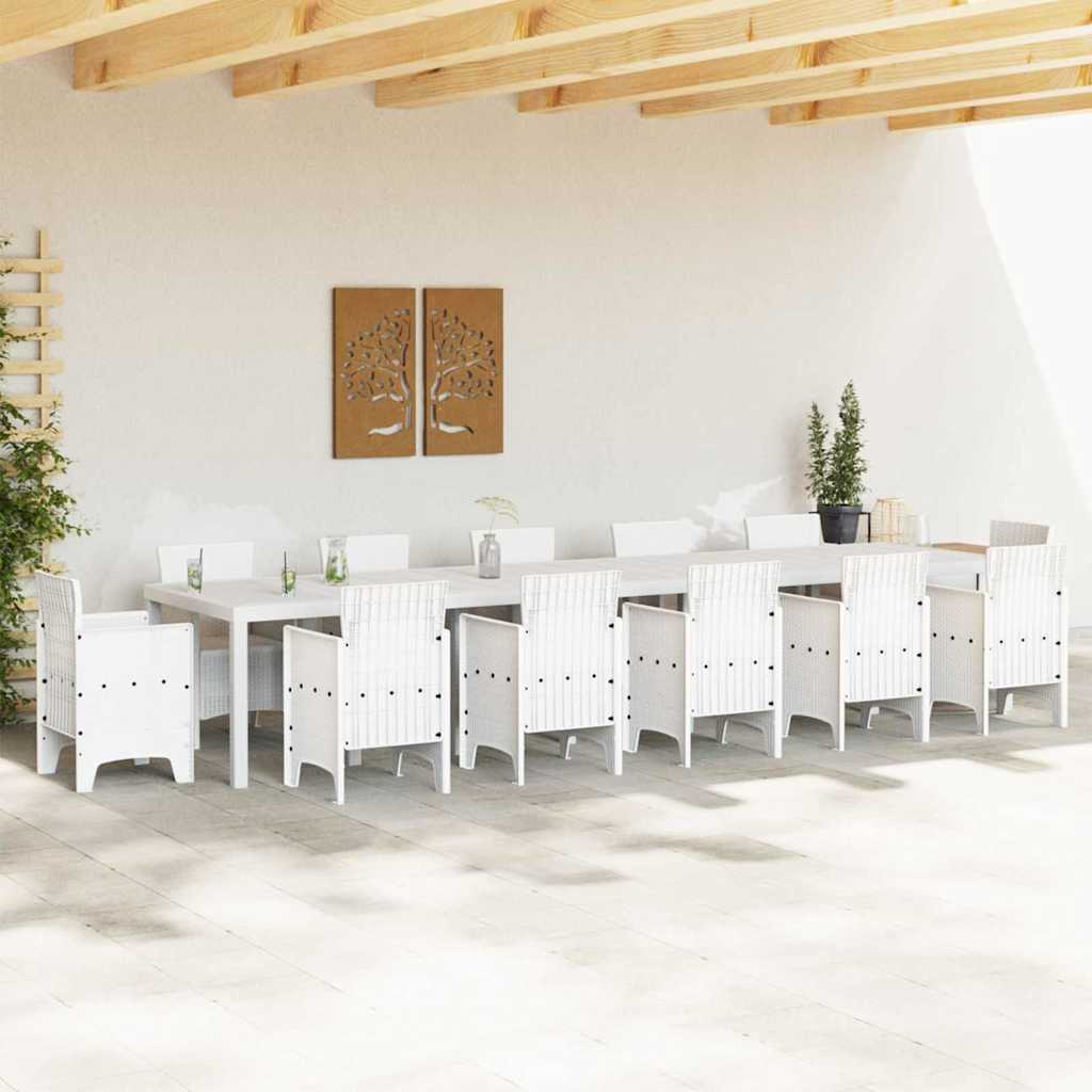Garden Table White 400 x 100 x 73 cm Poly Rattan