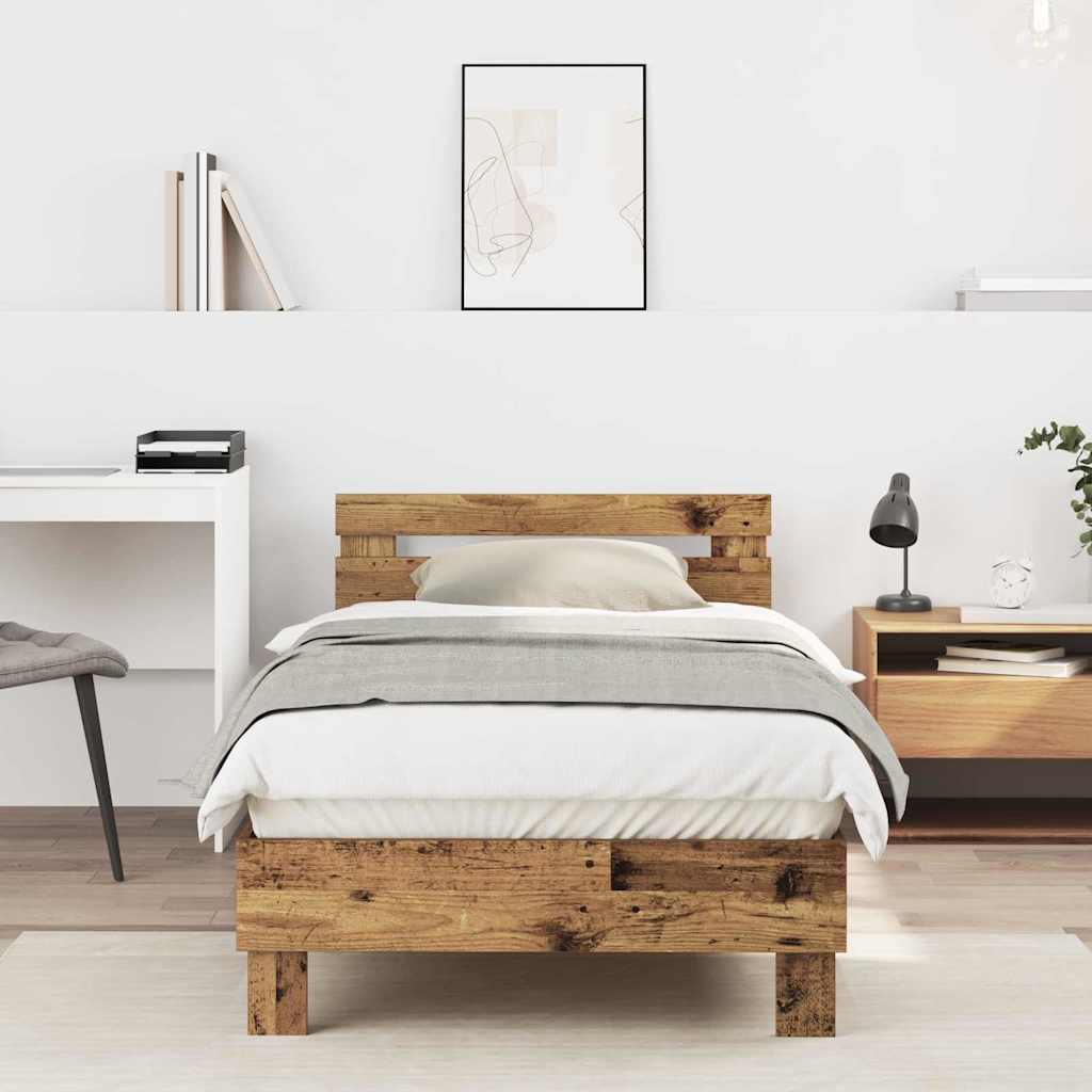 Bed Frame with Headboard Old Wood 90 x 200 cm Engineered Wood