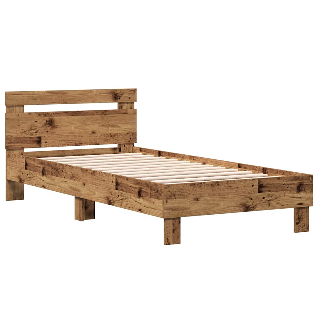 Bed Frame with Headboard Old Wood 90 x 200 cm Engineered Wood