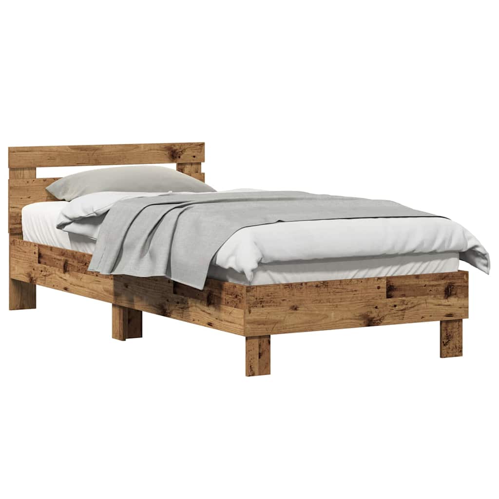Bed Frame with Headboard Old Wood 90 x 200 cm Engineered Wood