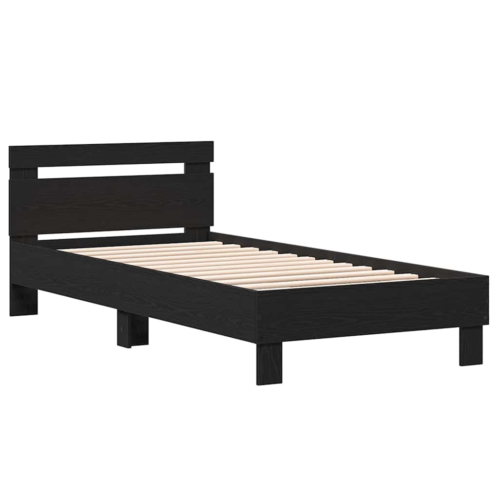 Bed Frame with Headboard Black Oak 90 x 200 cm Engineered Wood