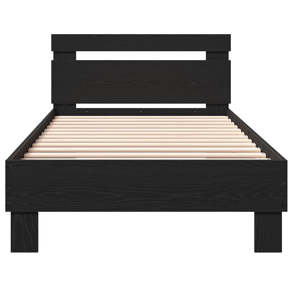Bed Frame with Headboard Black Oak 90 x 200 cm Engineered Wood