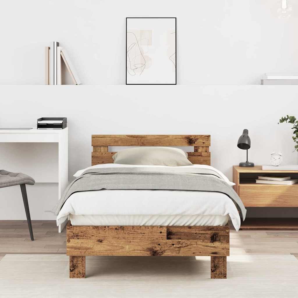 Bed Frame with Headboard Old wood 90 x 190 cm Engineered Wood
