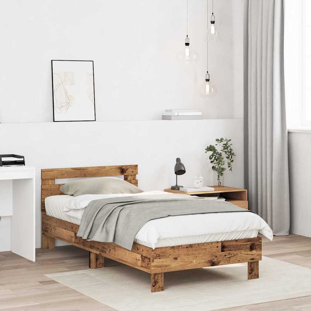 Bed Frame with Headboard Old wood 90 x 190 cm Engineered Wood
