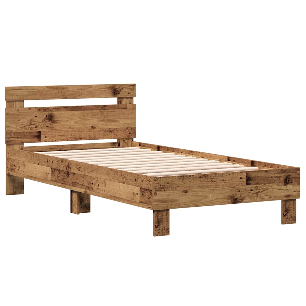 Bed Frame with Headboard Old wood 90 x 190 cm Engineered Wood