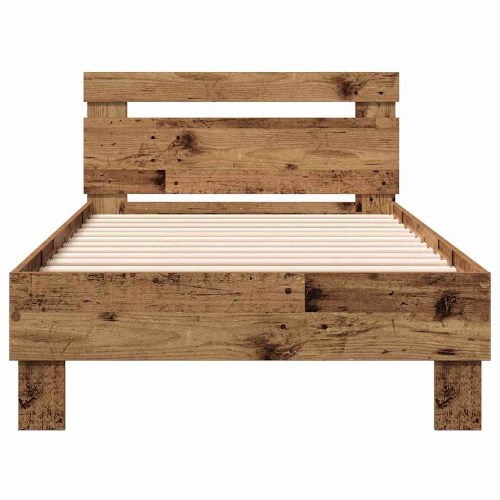 Bed Frame with Headboard Old wood 90 x 190 cm Engineered Wood