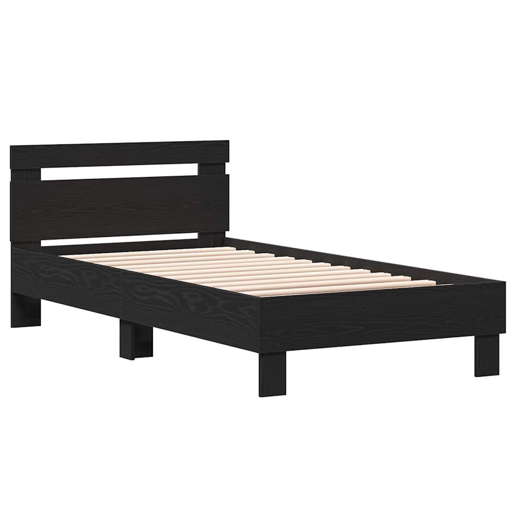 Bed Frame with Headboard Black oak 90 x 190 cm Engineered Wood