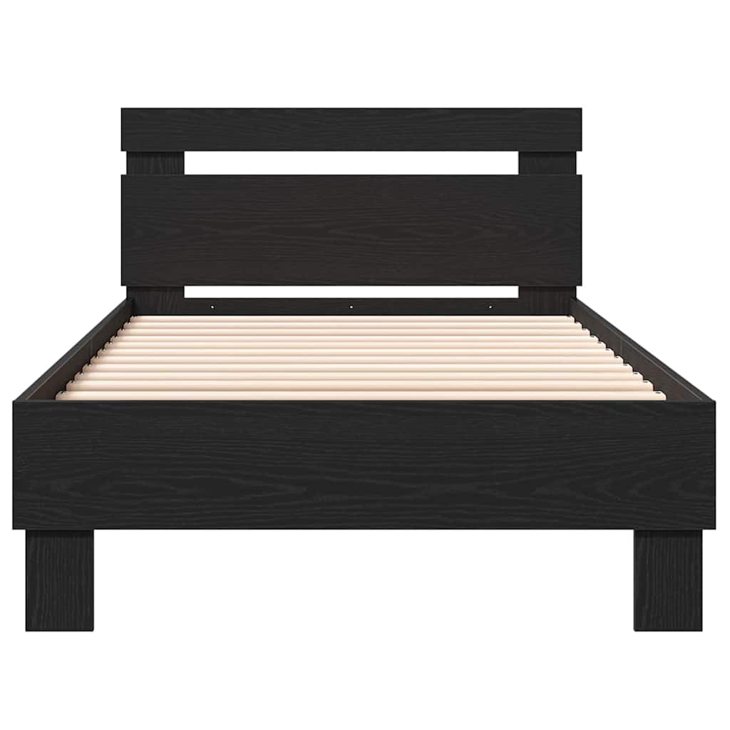 Bed Frame with Headboard Black oak 90 x 190 cm Engineered Wood