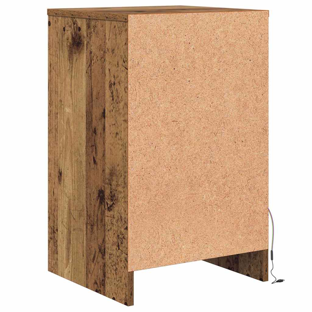 LED Bedside Cabinet Old wood 38 x 34 x 61 cm Engineered wood