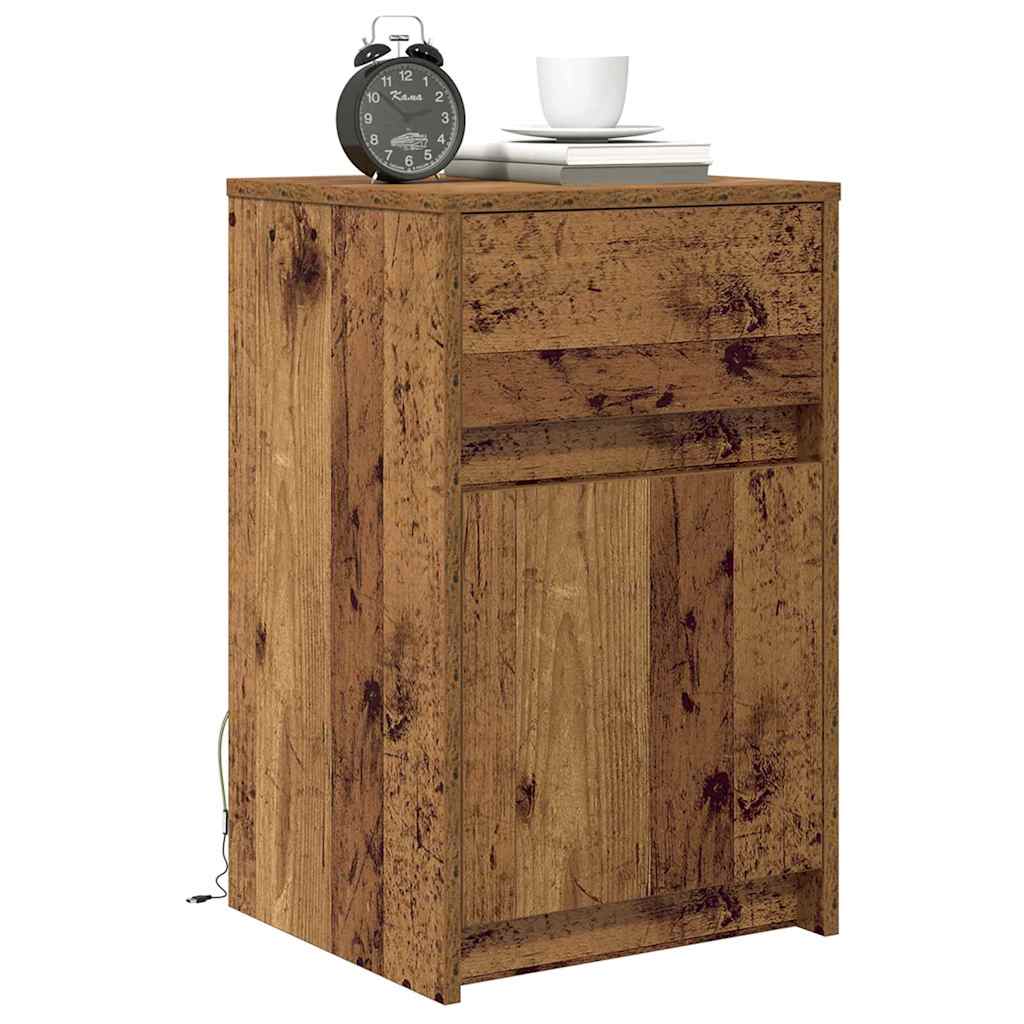 LED Bedside Cabinet Old wood 38 x 34 x 61 cm Engineered wood