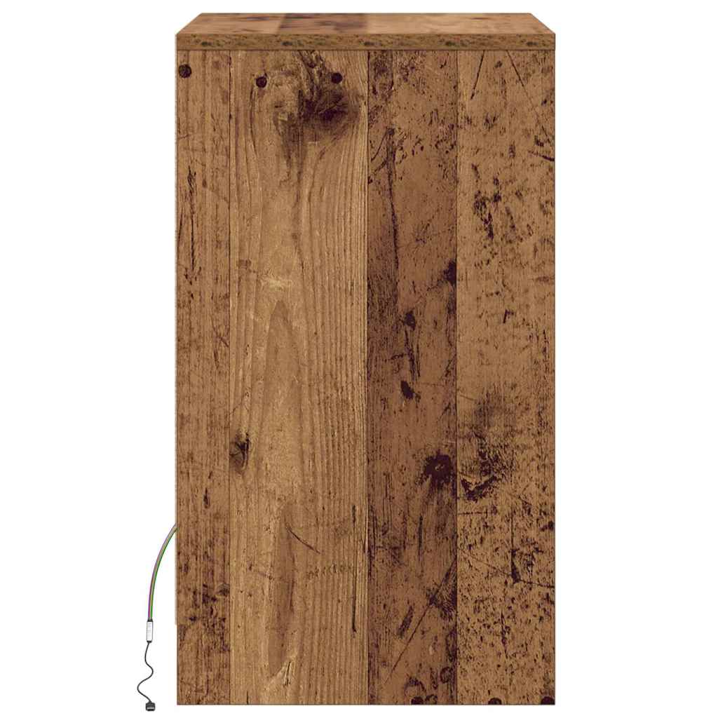 LED Bedside Cabinet Old wood 38 x 34 x 61 cm Engineered wood