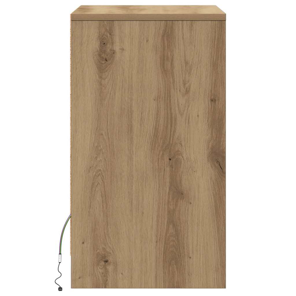 LED Bedside Cabinet Artisan oak 38 x 34 x 61 cm Engineered wood