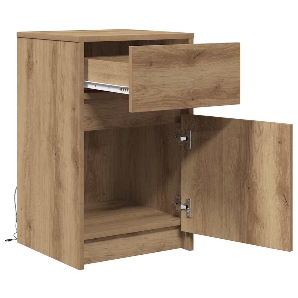 LED Bedside Cabinet 2 pcs Artisan oak 38 x 34 x 61 cm
