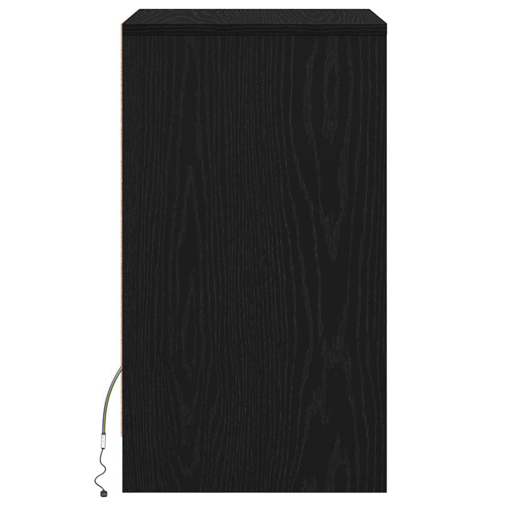 LED Bedside Cabinet Black oak 38 x 34 x 61 cm Engineered wood