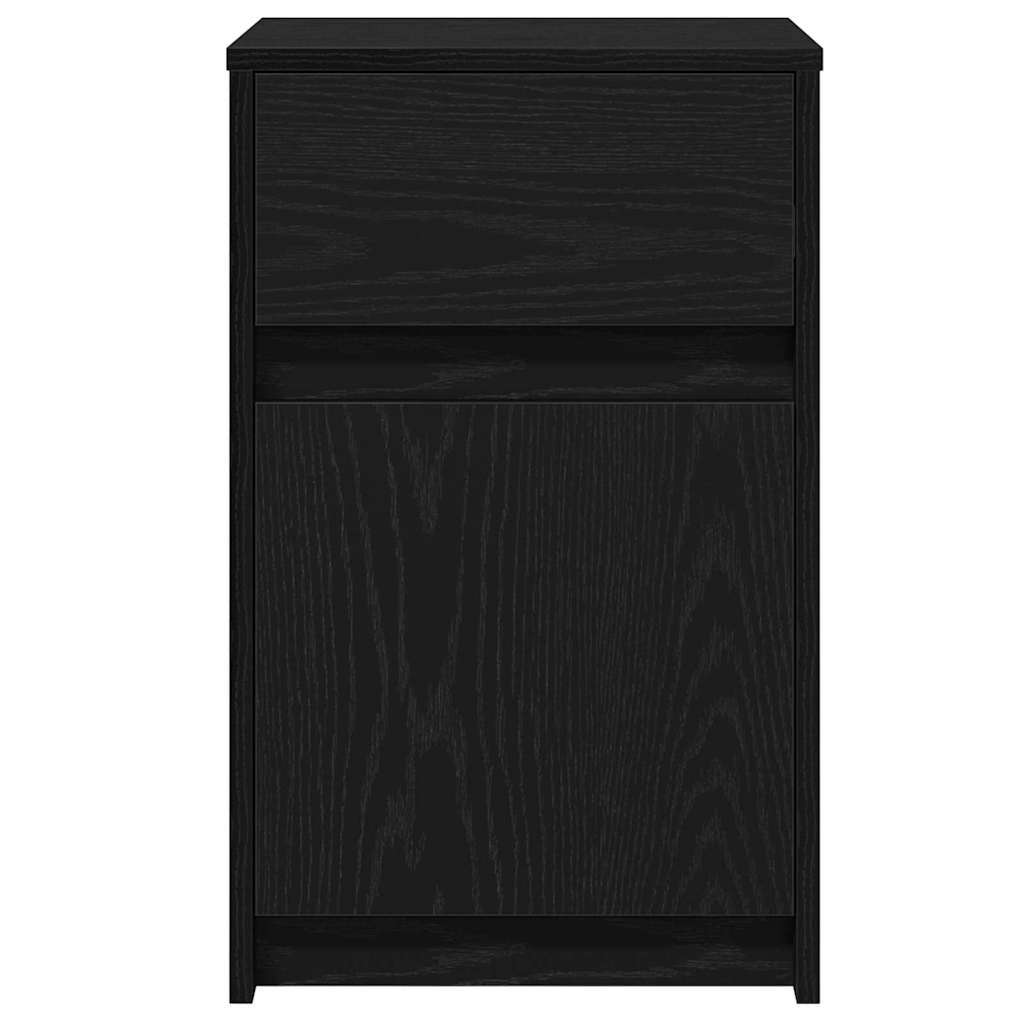 LED Bedside Cabinet with Drawer 2 pcs Black oak 38 x 34 x 61 cm