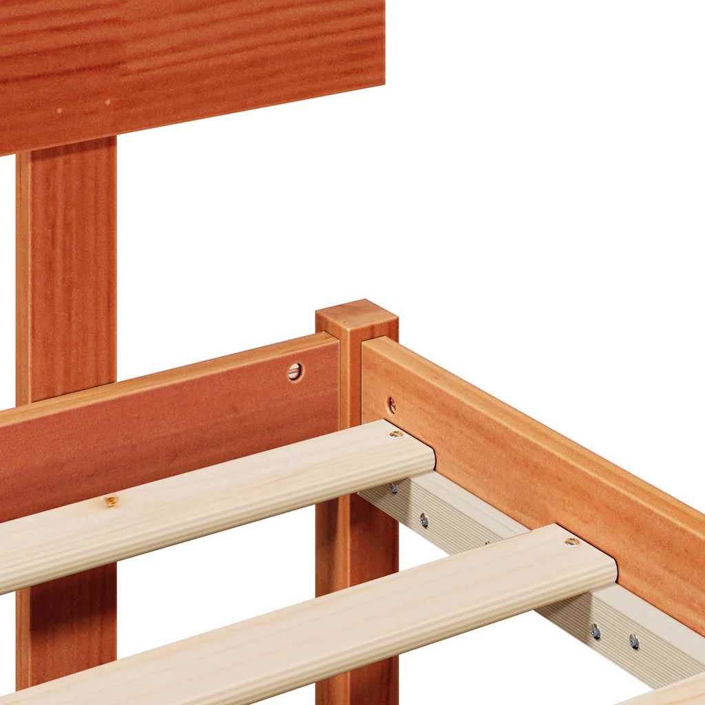 Bed Frame with Headboard Brown 200 x 200 cm Solid Pine wood