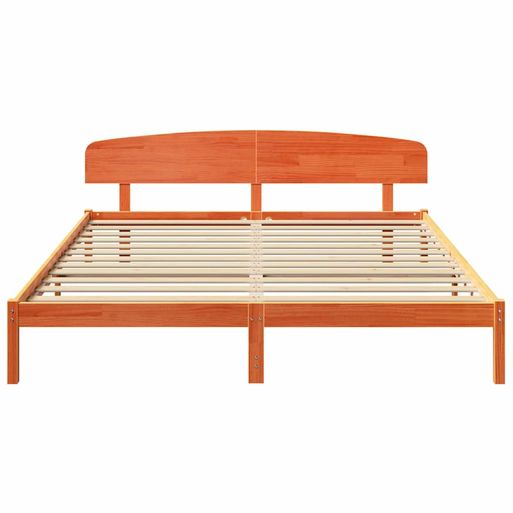 Bed Frame with Headboard Brown 200 x 200 cm Solid Pine wood