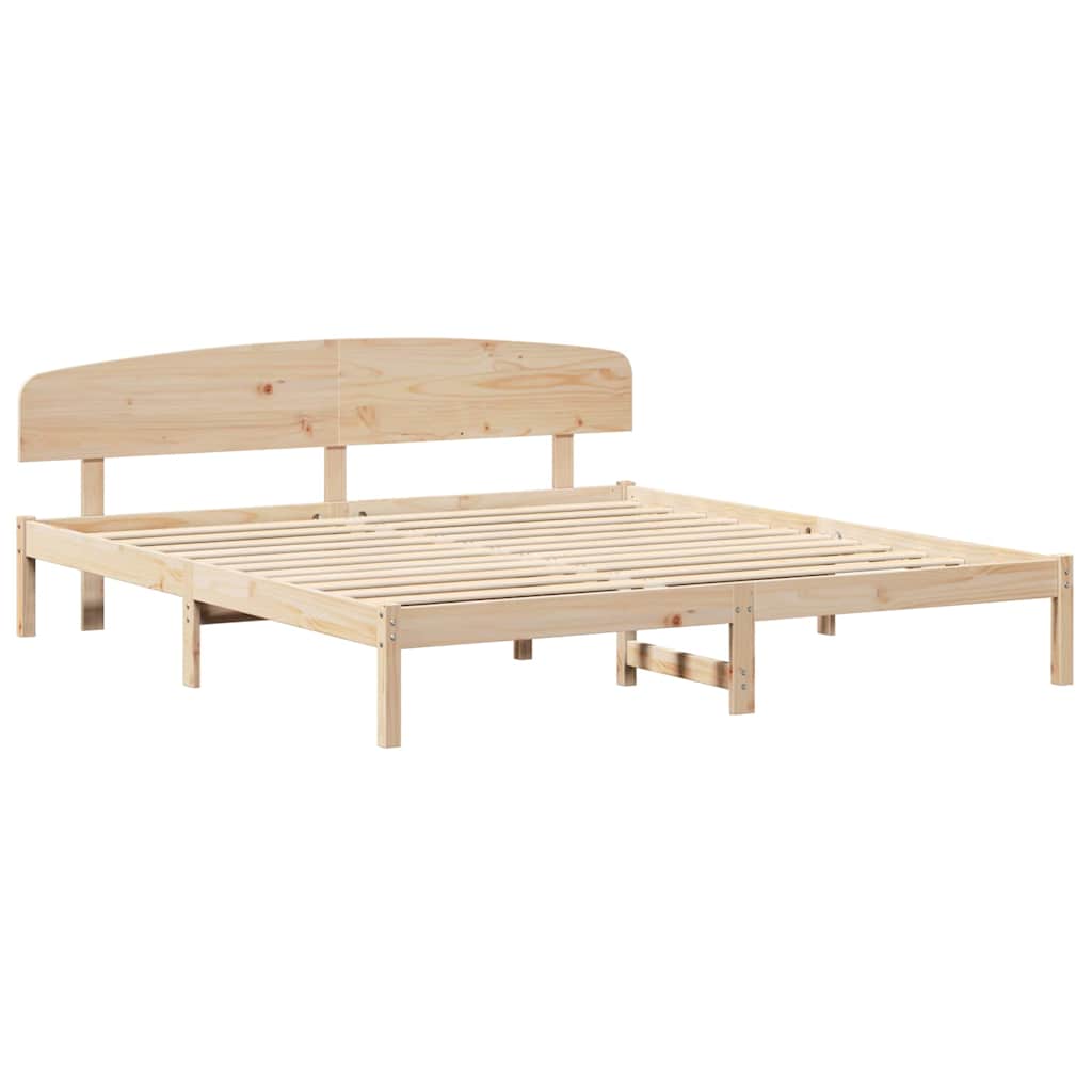 Bed Frame with Headboard Brown 180 x 200 cm Solid Pine wood
