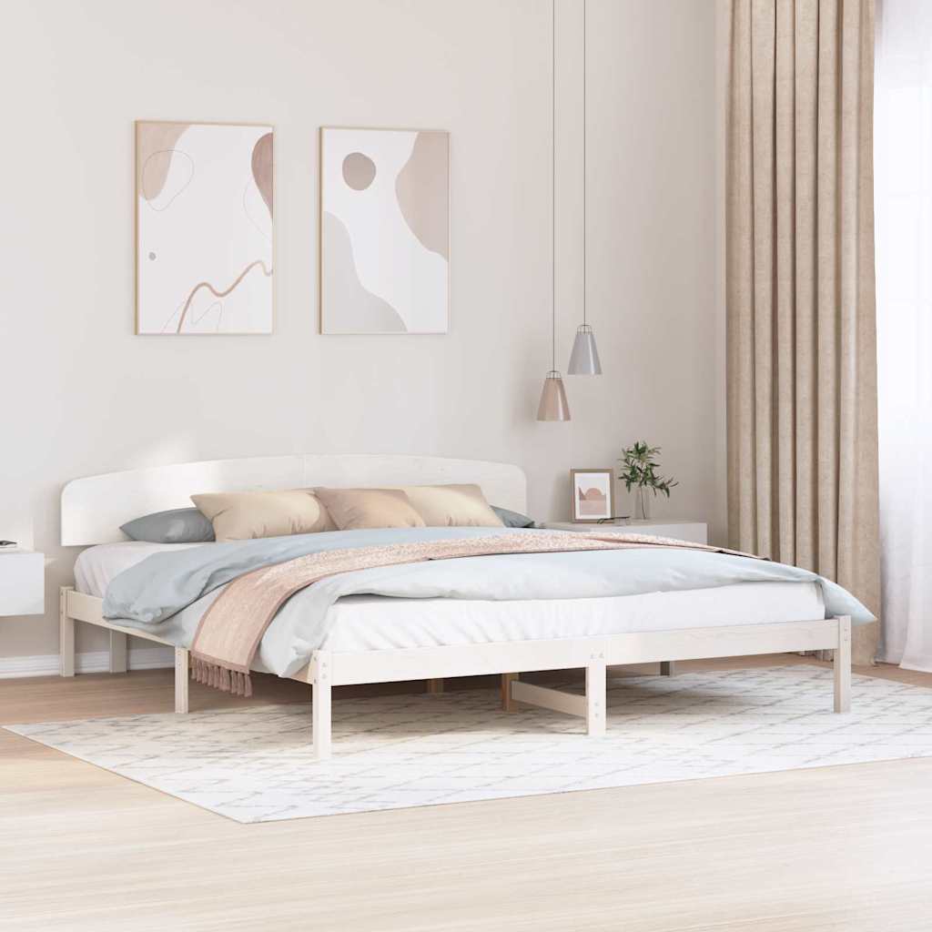 Bed Frame with Headboard White 180 x 200 cm Solid Pine wood