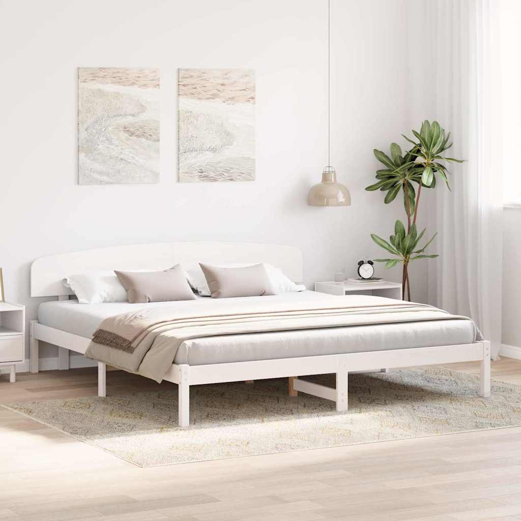 Bed Frame with Headboard White 180 x 200 cm Solid Pine wood