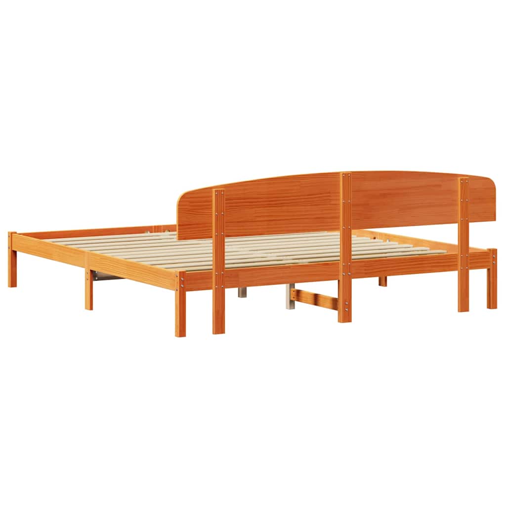 Bed Frame with Headboard Brown 180 x 200 cm Solid Pine wood