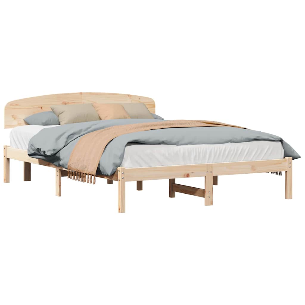 Bed Frame with Headboard Brown 160 x 200 cm Solid Pine wood