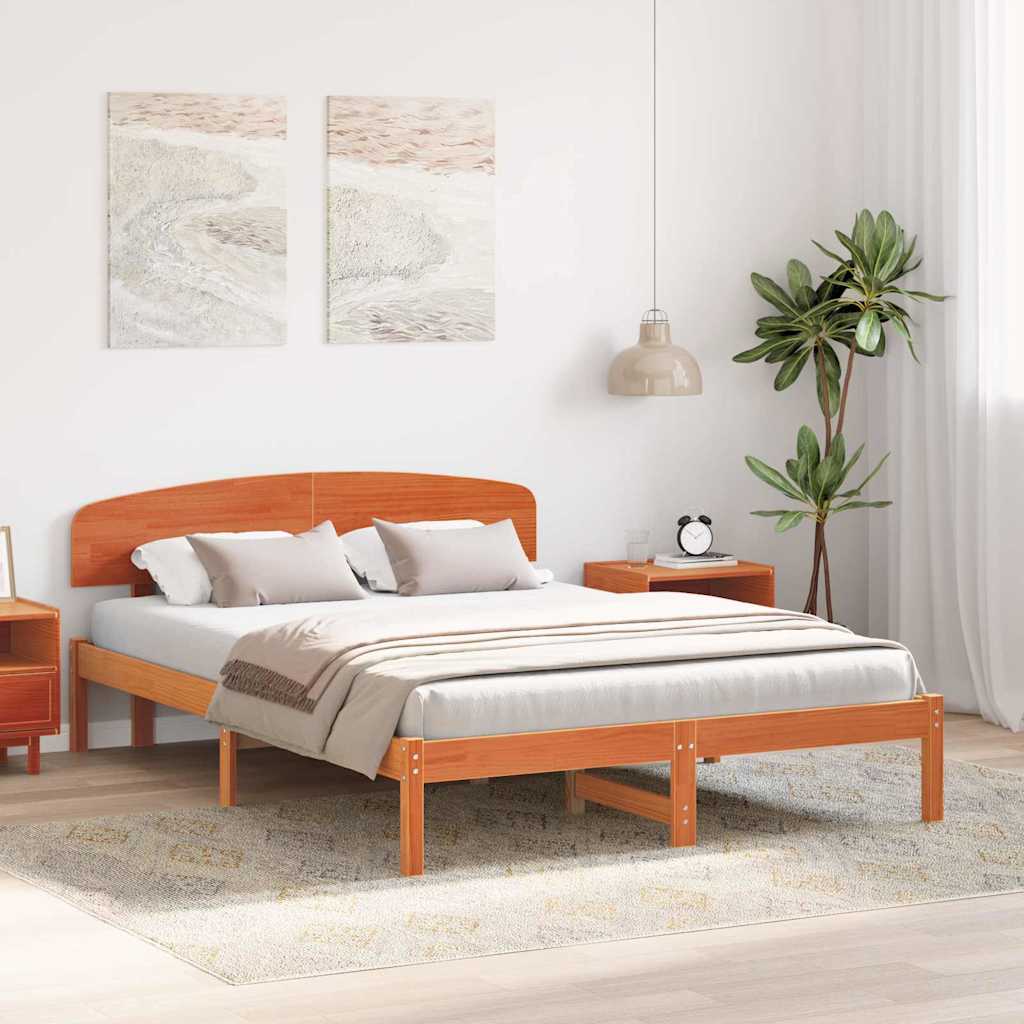 Bed Frame with Headboard Brown 160 x 200 cm Solid Pine wood