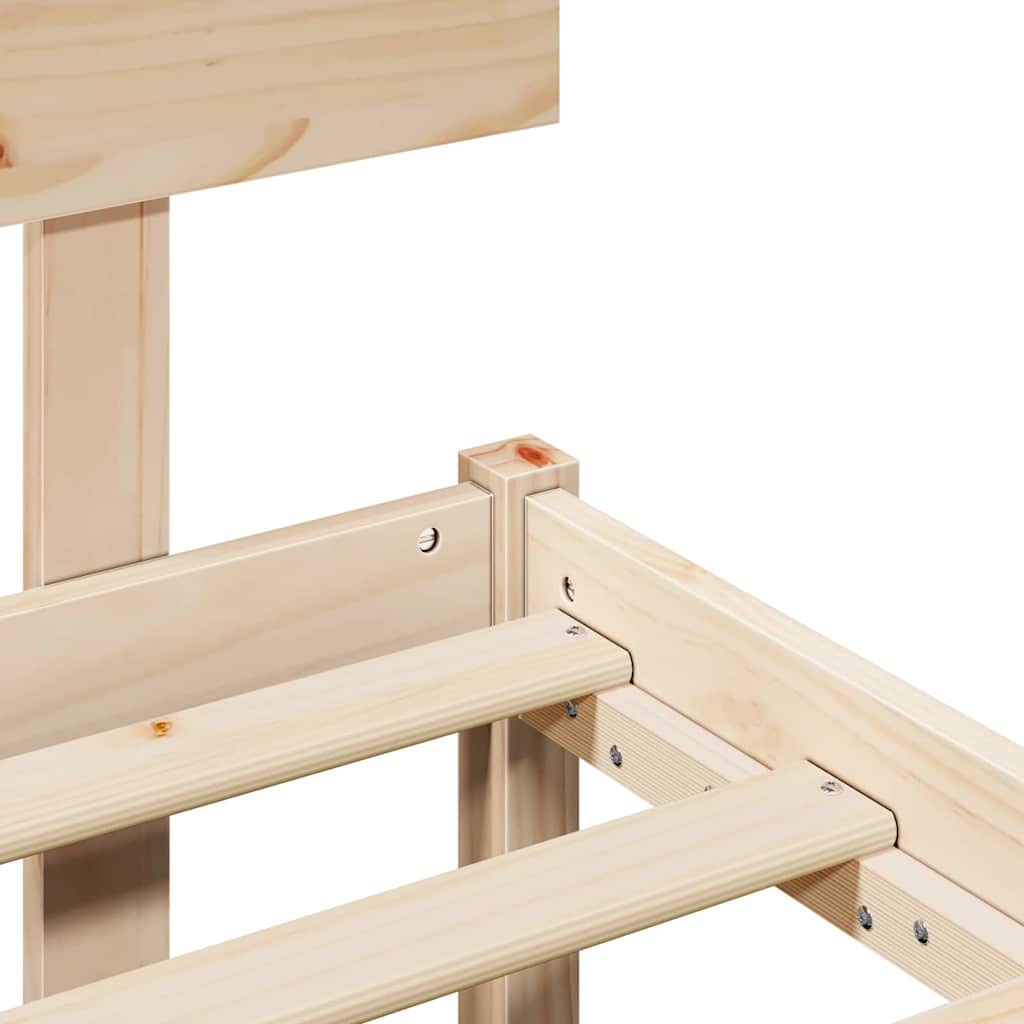 Bed Frame with Headboard Brown 150 x 200 cm Solid Pine wood