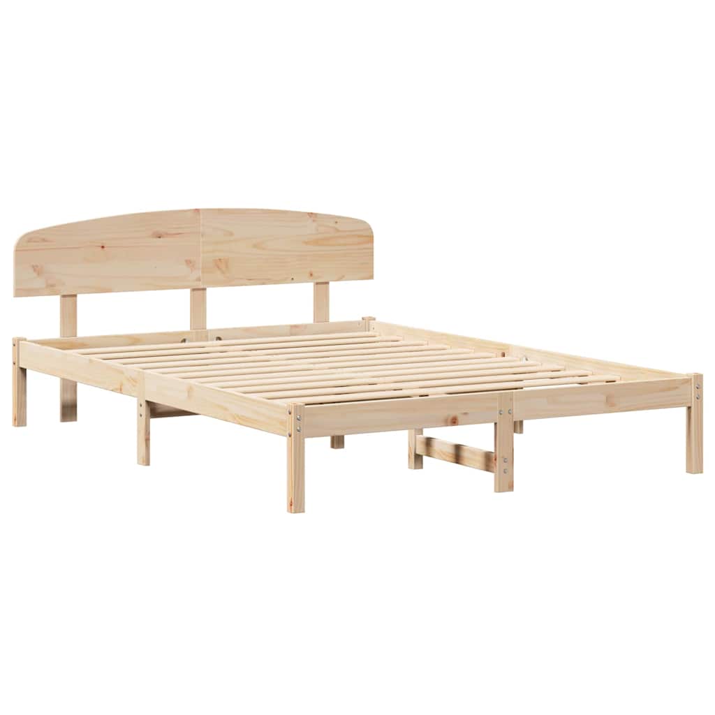 Bed Frame with Headboard Brown 150 x 200 cm Solid Pine wood