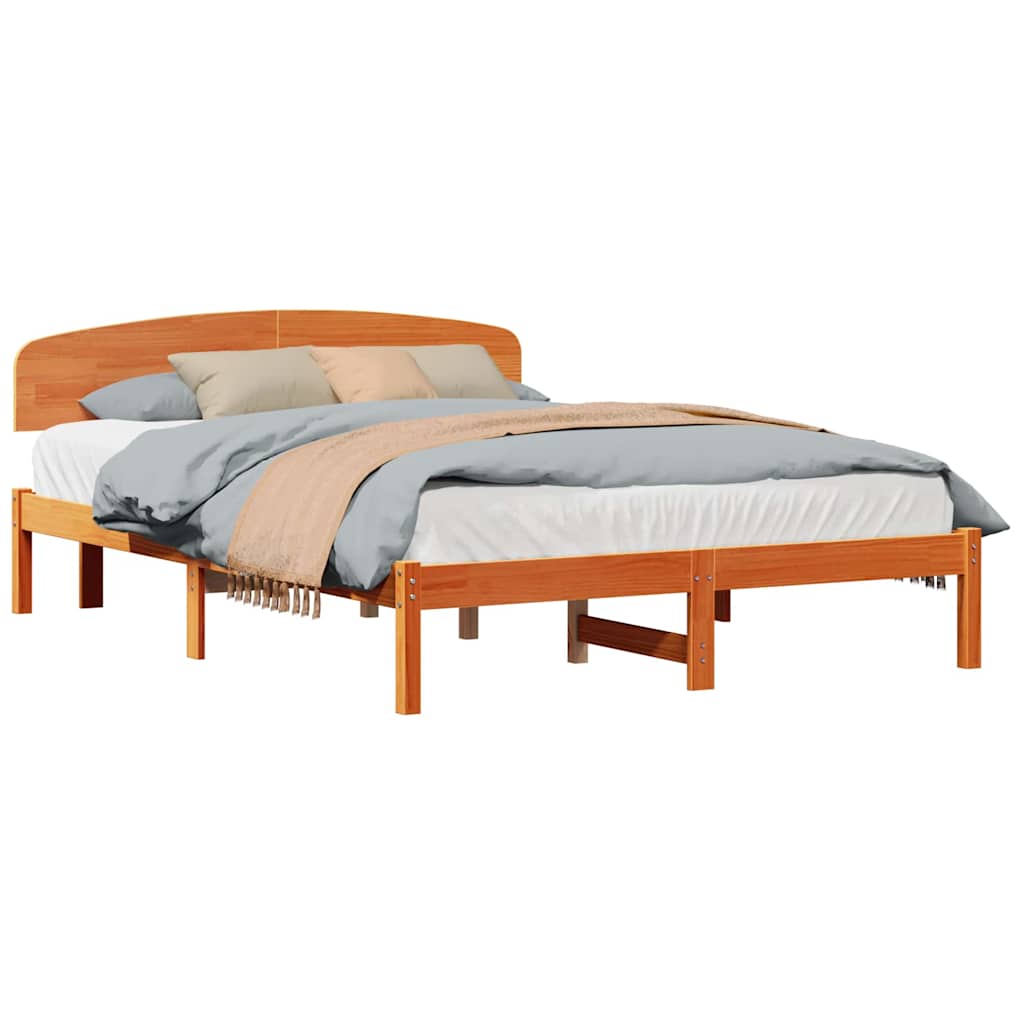 Bed Frame with Headboard Brown 150 x 200 cm Solid Pine wood