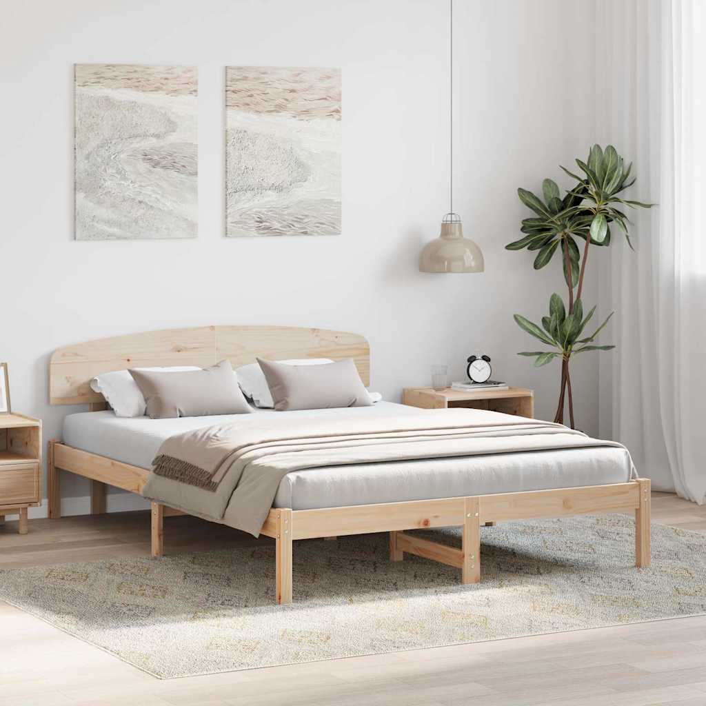 Bed Frame with Headboard Brown 140 x 200 cm Solid Pine wood