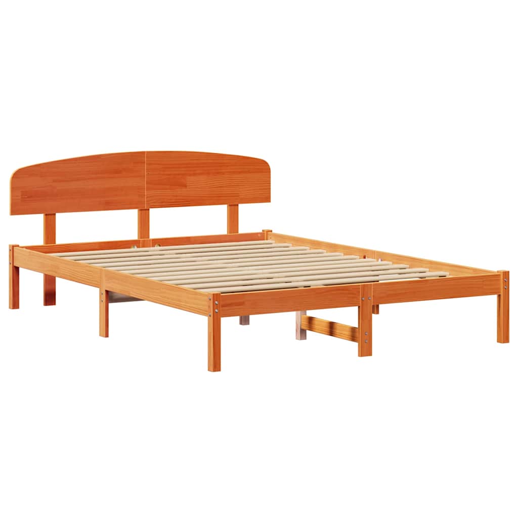 Bed Frame with Headboard Brown 140 x 200 cm Solid Pine wood
