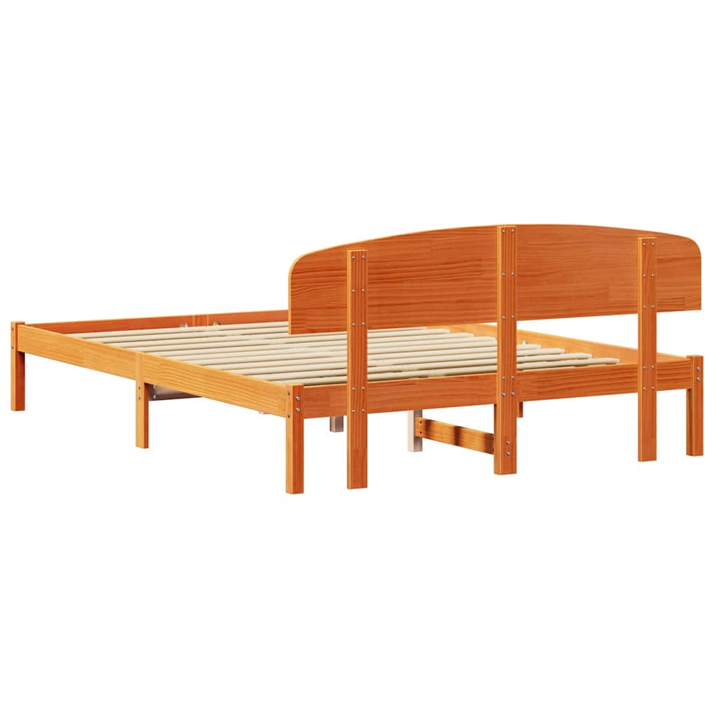 Bed Frame with Headboard Brown 140 x 200 cm Solid Pine wood