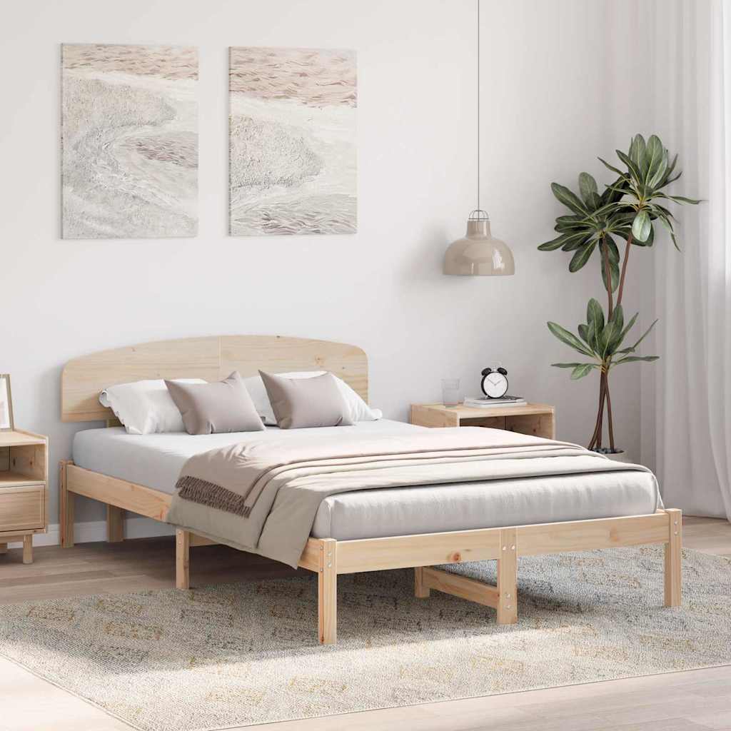 Bed Frame with Headboard Brown 120 x 200 cm Solid Pine wood