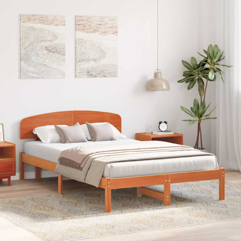 Bed Frame with Headboard Brown 120 x 200 cm Solid Pine wood