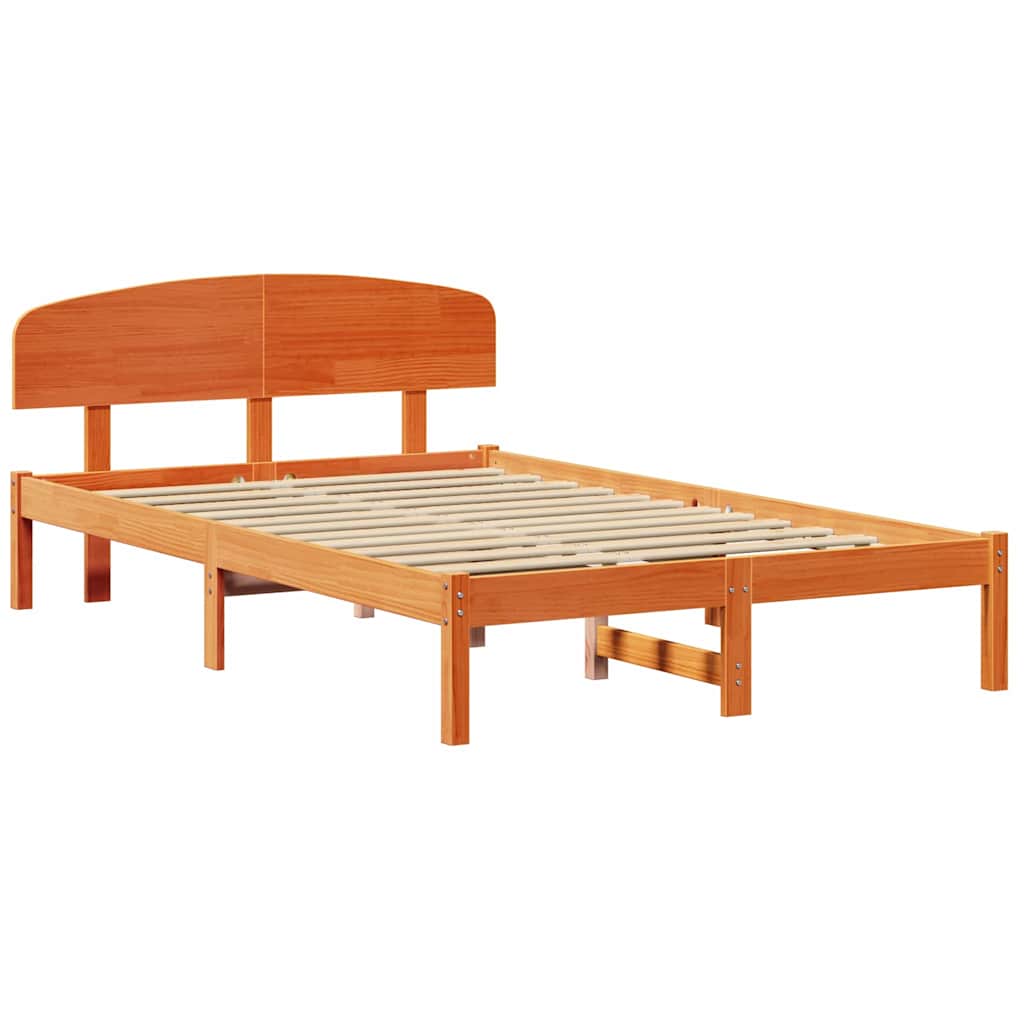 Bed Frame with Headboard Brown 120 x 200 cm Solid Pine wood