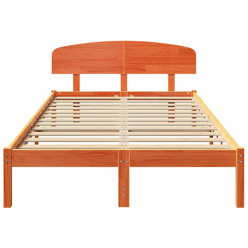 Bed Frame with Headboard Brown 120 x 200 cm Solid Pine wood