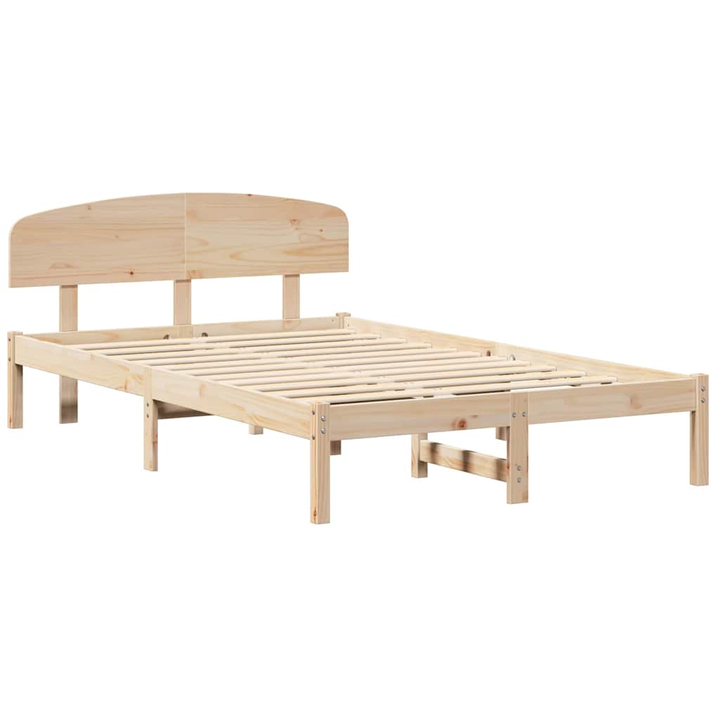 Bed Frame with Headboard Brown 140 x 190 cm Solid Pine wood