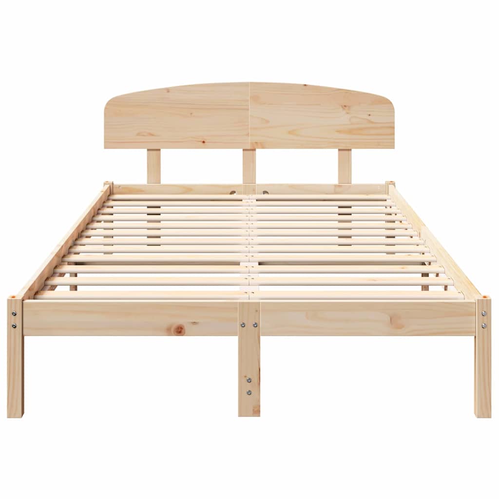 Bed Frame with Headboard Brown 135 x 190 cm Solid Pine wood